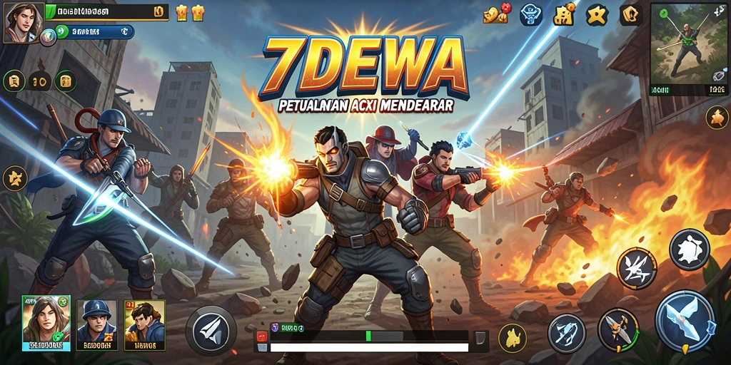 Gameplay menegangkan di dalam 7DEWA dengan aksi yang cepat.