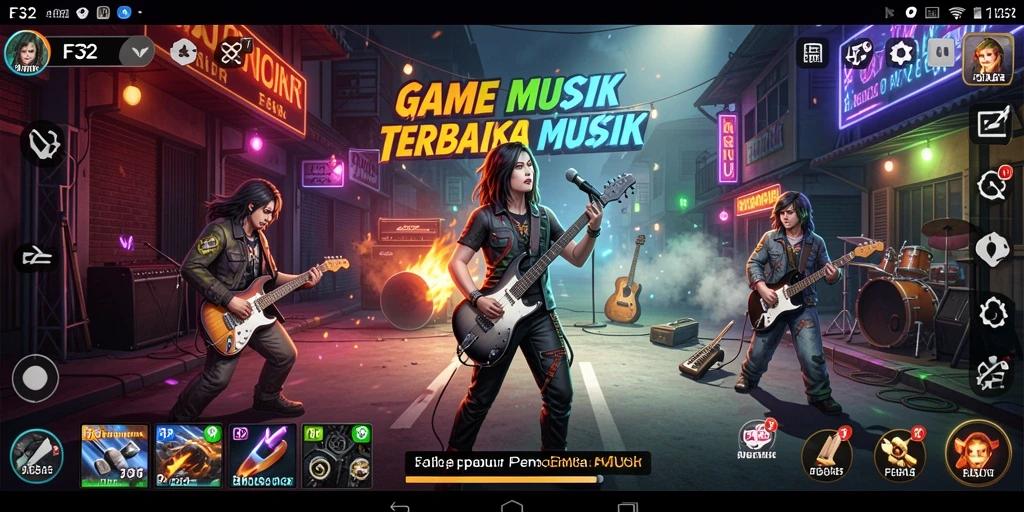 Tangkapan layar utama F32 menampilkan gameplay yang menarik dan penuh warna.