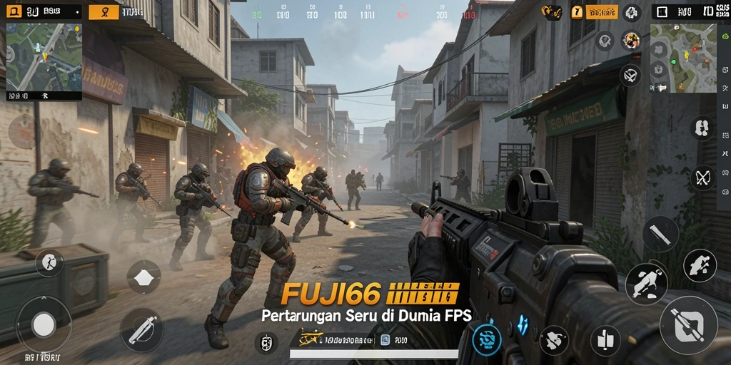 Screenshot utama FUJI66 menampilkan aksi intens di medan perang FPS.