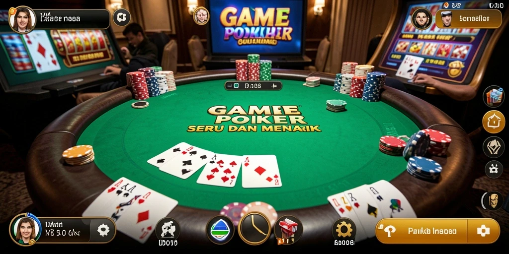 Tampilan gameplay Poker yang seru dan menegangkan.