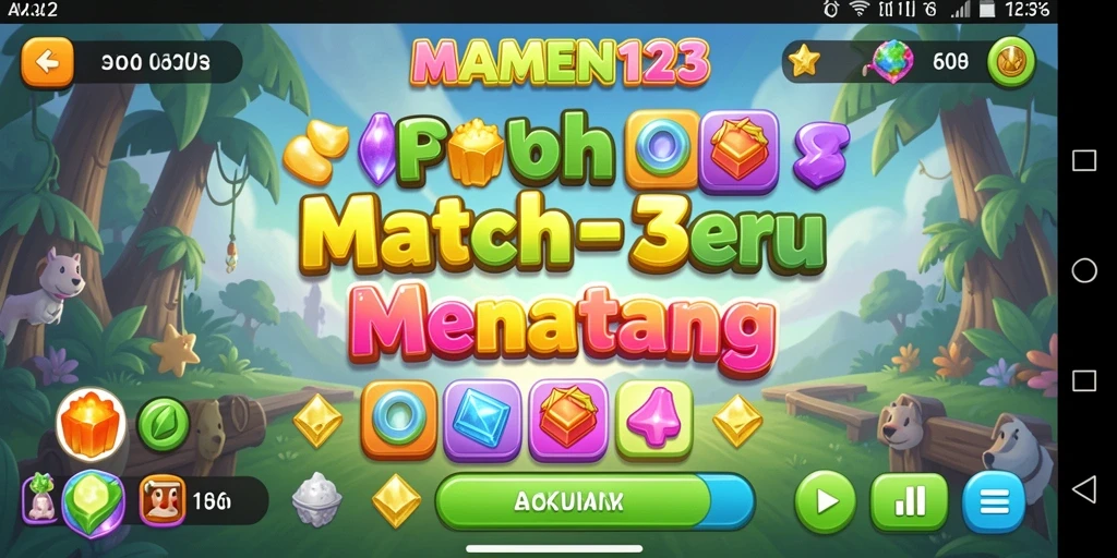 Screenshot MAMEN123 menampilkan aksi gameplay Match-3 yang seru dan menarik.