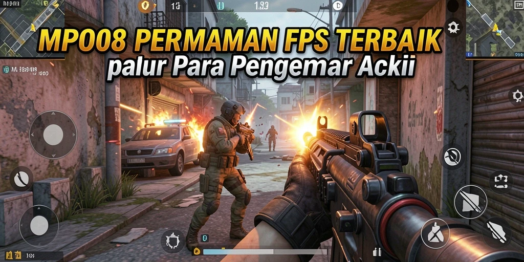 Tampilan gameplay mendebarkan dari MPO08 saat pertempuran FPS.