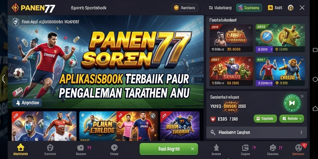 Tangkapan layar menunjukkan tampilan antarmuka aplikasi Sportsbook PANEN77.
