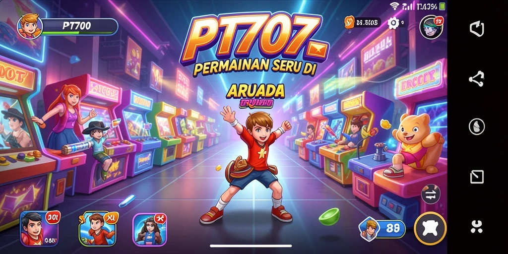 Screenshot gameplay PT707 menampilkan aksi seru dalam arena Arcade.