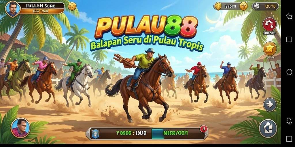 Tampilan menegangkan saat balapan di PULAU88 dengan trek tropis.