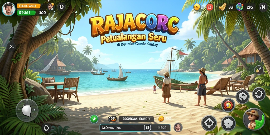 Tampilan menarik dan penuh warna dari gameplay RAJACORC.