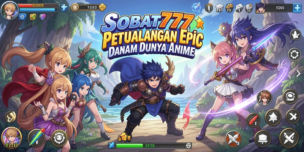 Tampilan gameplay SOBAT777 yang menampilkan aksi karakter Anime.