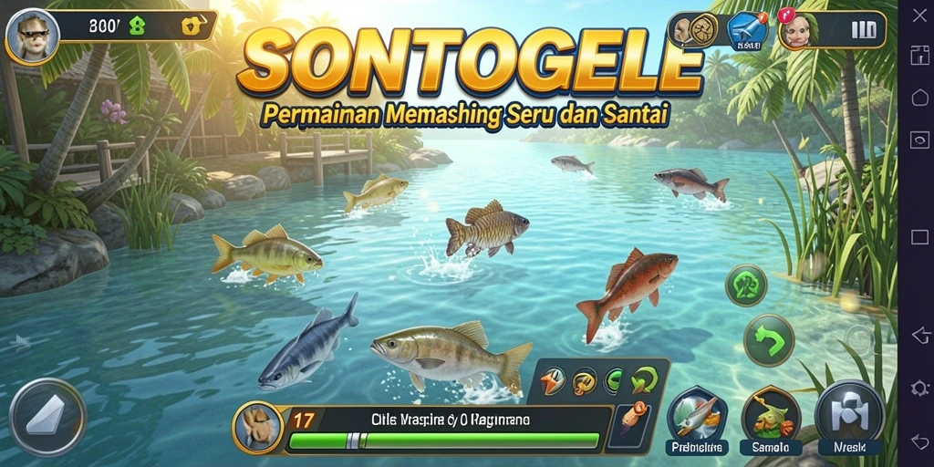 Tampilan gameplay seru saat memancing ikan di SONTOGEL.