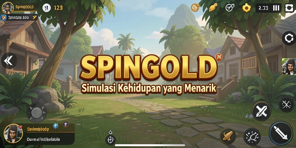 Tampilan gameplay SPINGOLD yang penuh warna dan interaktif.